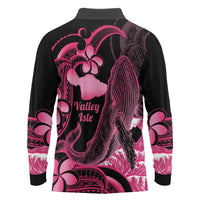 Aloha Hawaii Maui Long Sleeve Polo Shirt Valley Isle Humpback Whale Black