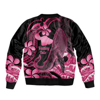 Aloha Hawaii Maui Sleeve Zip Bomber Jacket Valley Isle Humpback Whale Black