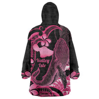 Aloha Hawaii Maui Wearable Blanket Hoodie Valley Isle Humpback Whale Black