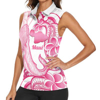 Aloha Hawaii Maui Women Sleeveless Polo Shirt Valley Isle Humpback Whale White