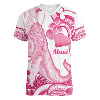 Aloha Hawaii Maui Women V-Neck T-Shirt Valley Isle Humpback Whale White