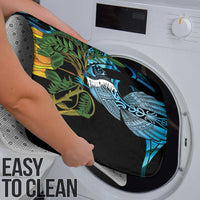 Turquoise New Zealand Kowhai And Piwakawaka Bathroom Set Maori Ngaru Paua Shell - Polynesian Pride