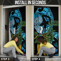 Turquoise New Zealand Kowhai And Piwakawaka Door Cover Maori Ngaru Paua Shell - Polynesian Pride