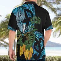 Turquoise New Zealand Kowhai And Piwakawaka Hawaiian Shirt Maori Ngaru Paua Shell