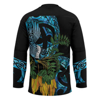 Turquoise New Zealand Kowhai And Piwakawaka Hockey Jersey Maori Ngaru Paua Shell LT14 - Polynesian Pride