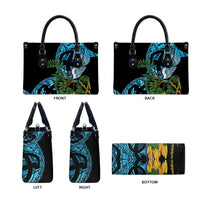 Turquoise New Zealand Kowhai And Piwakawaka Leather Bag Maori Ngaru Paua Shell - Polynesian Pride