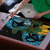 Turquoise New Zealand Kowhai And Piwakawaka Puzzle Maori Ngaru Paua Shell - Polynesian Pride