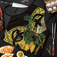 Yellow New Zealand Kowhai And Piwakawaka Apron Maori Ngaru Paua Shell - Polynesian Pride