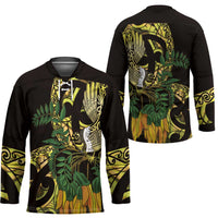 Yellow New Zealand Kowhai And Piwakawaka Hockey Jersey Maori Ngaru Paua Shell LT14 - Polynesian Pride