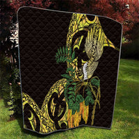 Yellow New Zealand Kowhai And Piwakawaka Quilt Maori Ngaru Paua Shell LT14 - Polynesian Pride