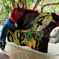 Yellow New Zealand Kowhai And Piwakawaka Quilt Maori Ngaru Paua Shell LT14 - Polynesian Pride