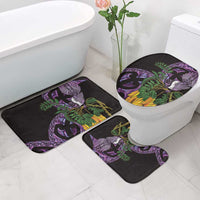 Purple New Zealand Kowhai And Piwakawaka Bathroom Set Maori Ngaru Paua Shell - Polynesian Pride