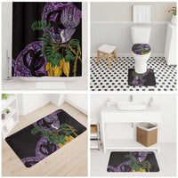 Purple New Zealand Kowhai And Piwakawaka Bathroom Set Maori Ngaru Paua Shell - Polynesian Pride