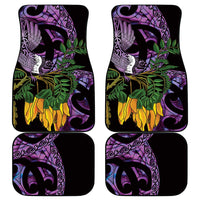 Purple New Zealand Kowhai And Piwakawaka Car Mats Maori Ngaru Paua Shell