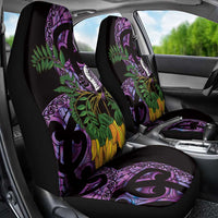 Purple New Zealand Kowhai And Piwakawaka Car Seat Cover Maori Ngaru Paua Shell