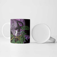 Purple New Zealand Kowhai And Piwakawaka Ceramic Mug Maori Ngaru Paua Shell - Polynesian Pride