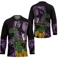Purple New Zealand Kowhai And Piwakawaka Hockey Jersey Maori Ngaru Paua Shell LT14 - Polynesian Pride