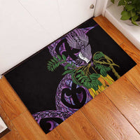 Purple New Zealand Kowhai And Piwakawaka Rubber Doormat Maori Ngaru Paua Shell LT14 - Polynesian Pride