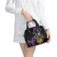 Purple New Zealand Kowhai And Piwakawaka Shoulder Handbag Maori Ngaru Paua Shell LT14 - Polynesian Pride