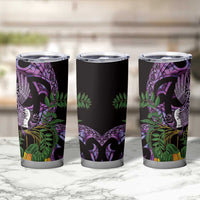 Purple New Zealand Kowhai And Piwakawaka Tumbler Cup Maori Ngaru Paua Shell