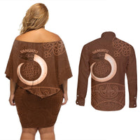 Vanuatu Indipendens Dei Couples Matching Off Shoulder Short Dress and Long Sleeve Button Shirt Yumi 44th Sand Drawing Turtle Mix Lapita