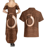 Vanuatu Indipendens Dei Couples Matching Summer Maxi Dress and Hawaiian Shirt Yumi Sand Drawing Turtle Mix Lapita LT14 - Polynesian Pride
