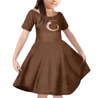 Vanuatu Indipendens Dei Family Matching Mermaid Dress and Hawaiian Shirt Yumi Sand Drawing Turtle Mix Lapita LT14 Daughter's Dress Brown - Polynesian Pride