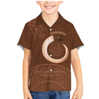 Vanuatu Indipendens Dei Family Matching Mermaid Dress and Hawaiian Shirt Yumi Sand Drawing Turtle Mix Lapita LT14 Son's Shirt Brown - Polynesian Pride