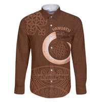 Vanuatu Indipendens Dei Family Matching Short Sleeve Bodycon Dress and Hawaiian Shirt Yumi Sand Drawing Turtle Mix Lapita LT14 Dad's Shirt - Long Sleeve Brown - Polynesian Pride