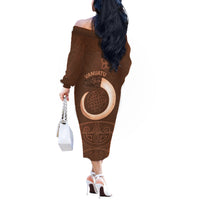 Vanuatu Indipendens Dei Off The Shoulder Long Sleeve Dress Yumi 44th Sand Drawing Turtle Mix Lapita