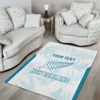 Custom New Zealand Silver Fern Football Area Rug Come On All White