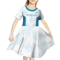 Custom New Zealand Silver Fern Football Kid Short Sleeve Dress Come On All White