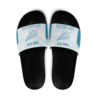 Custom New Zealand Silver Fern Football Slide Sandals Come On All White - Polynesian Pride