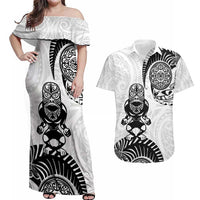 Custom Aotearoa Football Couples Matching Off Shoulder Maxi Dress and Hawaiian Shirt NZ Maori Tiki Go Champions