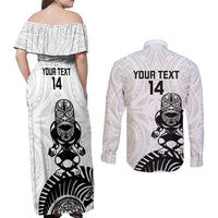 Custom Aotearoa Football Couples Matching Off Shoulder Maxi Dress and Long Sleeve Button Shirt NZ Maori Tiki Go Champions