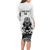 Custom Aotearoa Football Long Sleeve Bodycon Dress NZ Maori Tiki Go Champions