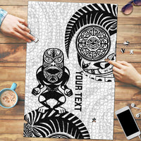 Custom Aotearoa Football Puzzle NZ Maori Tiki Go Champions LT14 White - Polynesian Pride