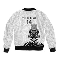 Custom Aotearoa Football Sleeve Zip Bomber Jacket NZ Maori Tiki Go Champions