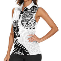 Custom Aotearoa Football Women Sleeveless Polo Shirt NZ Maori Tiki Go Champions