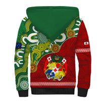 Personalised Australia And Tonga Sherpa Hoodie Aboriginal Mix Tongan Ngatu Unique Style LT14 - Polynesian Pride