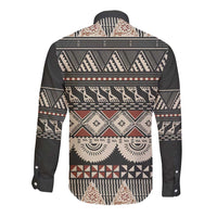 Vintage Bula Fiji Masi Long Sleeve Button Shirt Fijian Tapa Cloth - Polynesian Pride