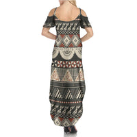 Vintage Bula Fiji Masi Summer Maxi Dress Fijian Tapa Cloth - Polynesian Pride