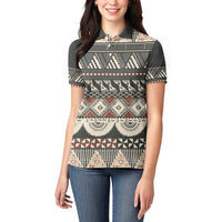 Vintage Bula Fiji Masi Women Polo Shirt Fijian Tapa Cloth LT14 - Polynesian Pride