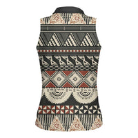 Vintage Bula Fiji Masi Women Sleeveless Polo Shirt Fijian Tapa Cloth LT14 - Polynesian Pride