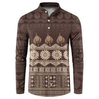 Bula Fiji Iri ni Meke Button Sweatshirt Kuvui Fijian Masi - Polynesian Pride