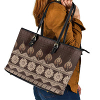 Bula Fiji Iri ni Meke Leather Tote Bag Kuvui Fijian Masi - Polynesian Pride