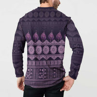 Bula Fiji Iri ni Meke Button Sweatshirt Lokaloka Fijian Masi LT14 - Polynesian Pride