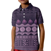 Bula Fiji Iri ni Meke Kid Polo Shirt Lokaloka Fijian Masi LT14 Kid Purple - Polynesian Pride