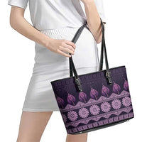 Bula Fiji Iri ni Meke Leather Tote Bag Lokaloka Fijian Masi - Polynesian Pride
