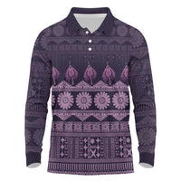 Bula Fiji Iri ni Meke Long Sleeve Polo Shirt Lokaloka Fijian Masi - Polynesian Pride